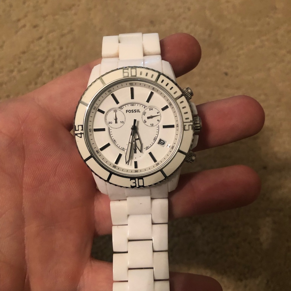White Fossil Watch